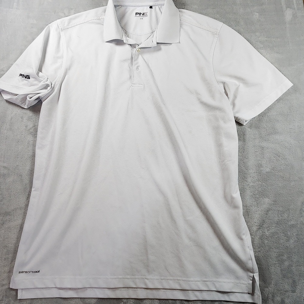 PING GOLF POLO SHIRT SHORT SLEEVE SOLID WHITE SIZE L